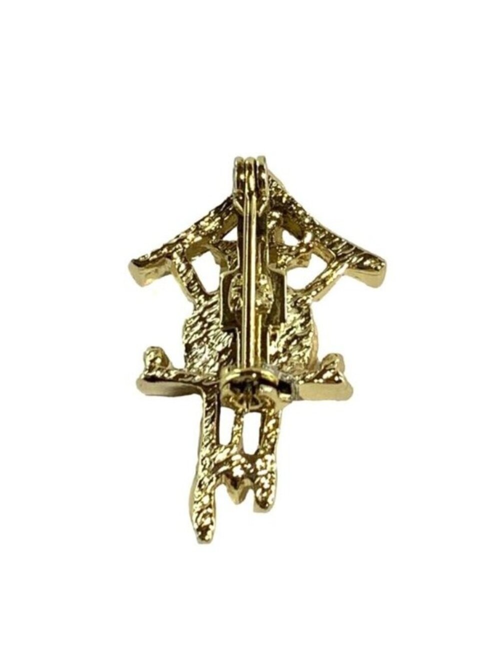 Vintage Brooch Clock Shaped Gold Tone Cream Enamel 1.5 Inch Womens Gift - Picture 4 of 4
